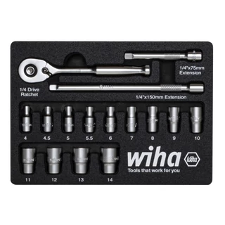 WIHA 1/4" dugókulcskészlet 16r. 4-14 mm fiókmodul 333-91/No.44683