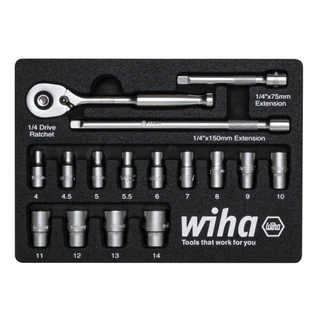 WIHA 1/4" dugókulcskészlet 16r. 4-14 mm fiókmodul 333-91/No.44683