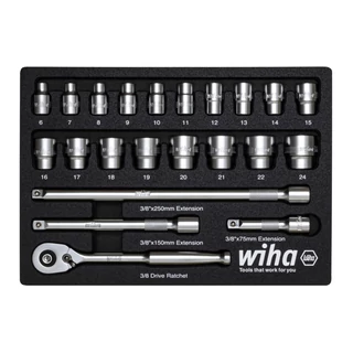WIHA 3/8" dugókulcskészlet 22r. 6-24 mm fiókmodul 337-91/No.44708