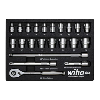 WIHA 3/8" dugókulcskészlet 22r. 6-24 mm fiókmodul 337-91/No.44708