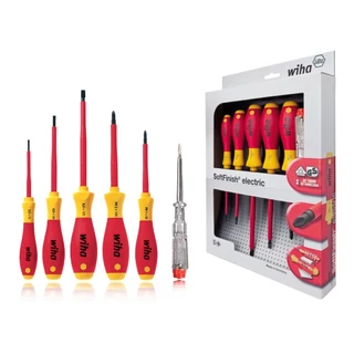 WIHA SoftFinish electric VDE csavarhúzó készlet 5+1r. SL+PH+fázisceruza SA320NSFK6/No.41489