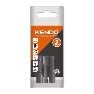 KENDO 1/4" mágneses bit-dugófej készlet 3r. 6-8-10x48mm CrV No.25102006