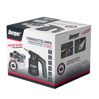 BERGER forrasztólámpa fémházas, piezo + 4db gázpalack