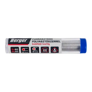 BERGER forrasztóón folyasztószerrel Sn60Pb40 1mm/10g tubusban+SB