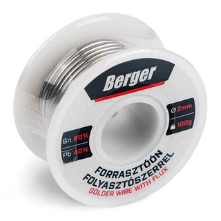 BERGER forrasztóón folyasztószerrel Sn60Pb40 2mm/100g dobon+SB