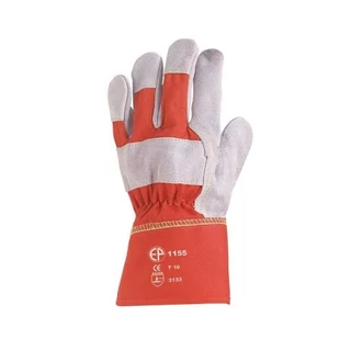 EP munkavédelmi bőrkesztyű, szürke marhahasíték/piros vászon kézhát 11-es No.1155