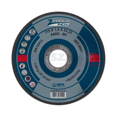 Z-TOOLS INOX vágókorong 125x1,0x22,2 A60S-BF