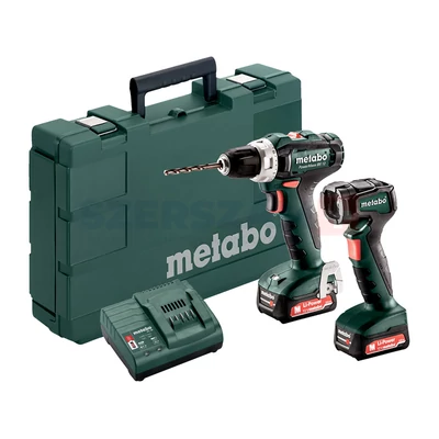 METABO PowerMaxx BS12 akkus fúró-csavarozó 2x2,0Ah + ULA 12 LED lámpa kofferben 601036900