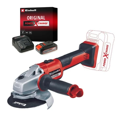 EINHELL AXXIO SOLO Akkus sarokcsiszoló 125mm 4431140 - PXC Li akku+töltő 18V 2,5Ah Starter Kit 4512097 (Tavaszi akciós csomag)