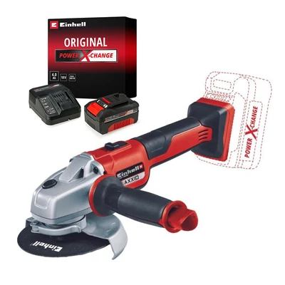 EINHELL AXXIO SOLO Akkus sarokcsiszoló 125mm 4431140 - PXC Li akku+töltő 18V 4,0Ah Starter Kit 4512042 (Tavaszi akciós csomag)