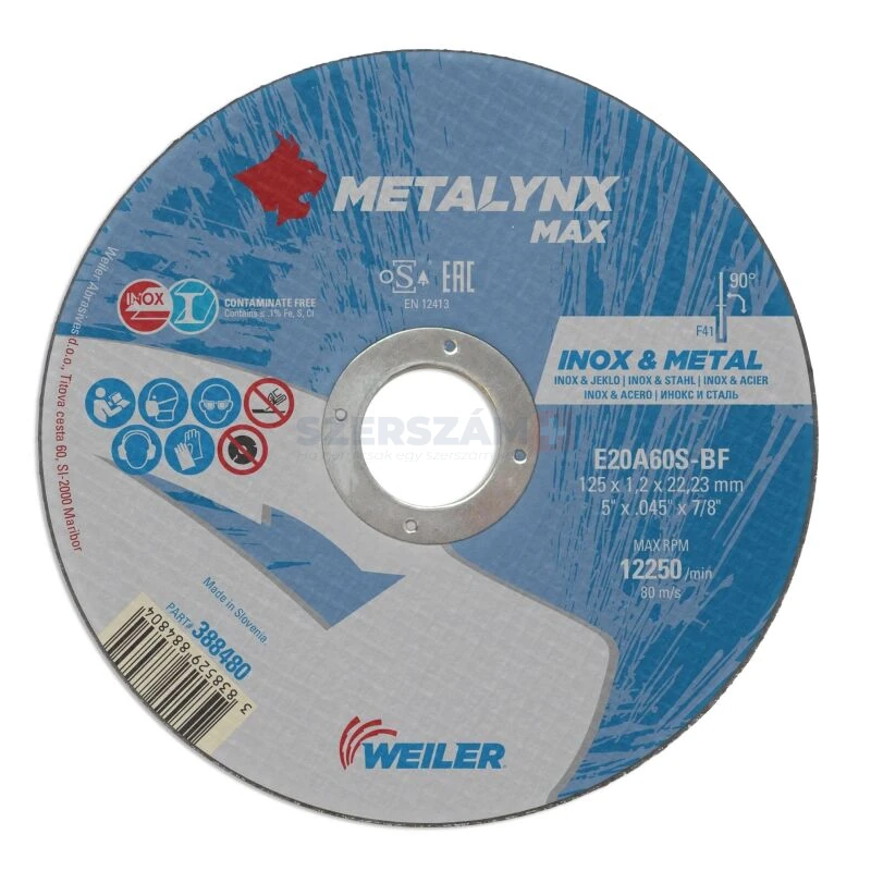 METALYNX MAX INOX vágókorong 125x1,6x22,2 E20A46S-BF