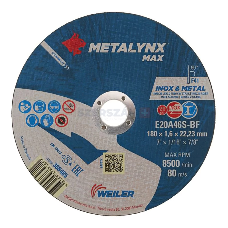 METALYNX MAX INOX vágókorong 180x1,6x22,2 E20A46S-BF