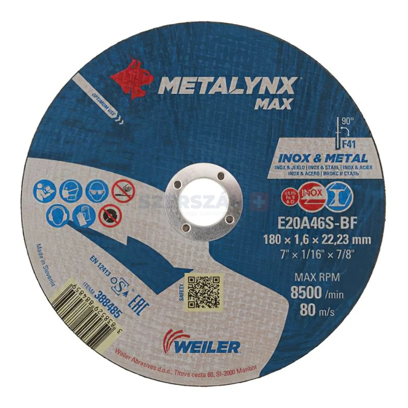 METALYNX MAX INOX vágókorong 180x1,6x22,2 E20A46S-BF
