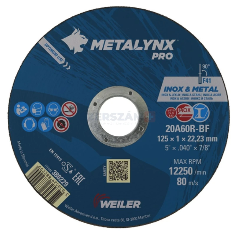 METALYNX PRO INOX vágókorong 115x1,6x22,2 20A46R-BF