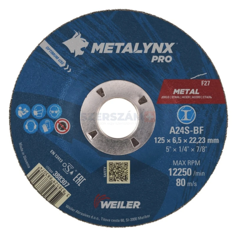 METALYNX PRO METAL tisztítókorong 125x4,0x22,2 A24S-BF