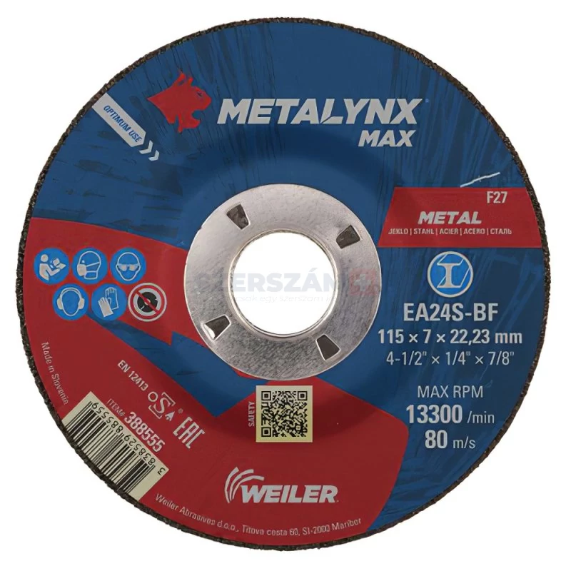 METALYNX MAX INOX tisztítókorong 125x7,0x22,2 E20A24R-BF