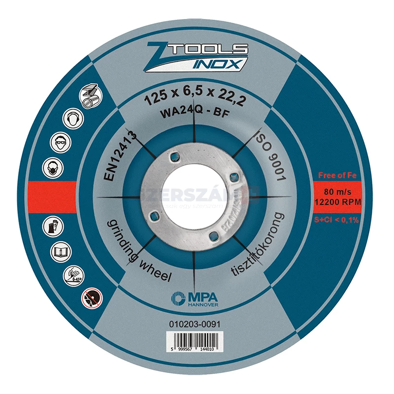 Z-TOOLS INOX tisztítókorong 115x6,5x22,2 WA24Q-BF