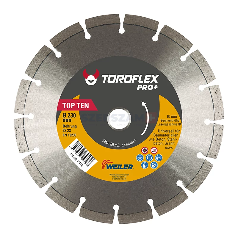 TOROFLEX TOP TEN gyémánttárcsa 115x22,2/SH10