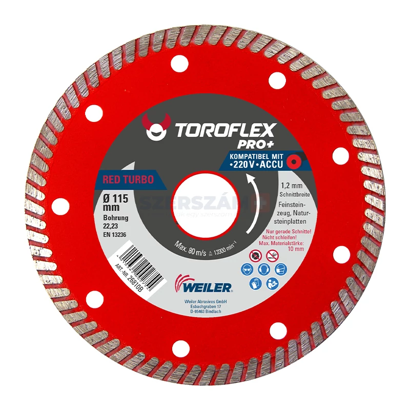 TOROFLEX RED TURBO gyémánttárcsa 125x1,2x22,2/SH8