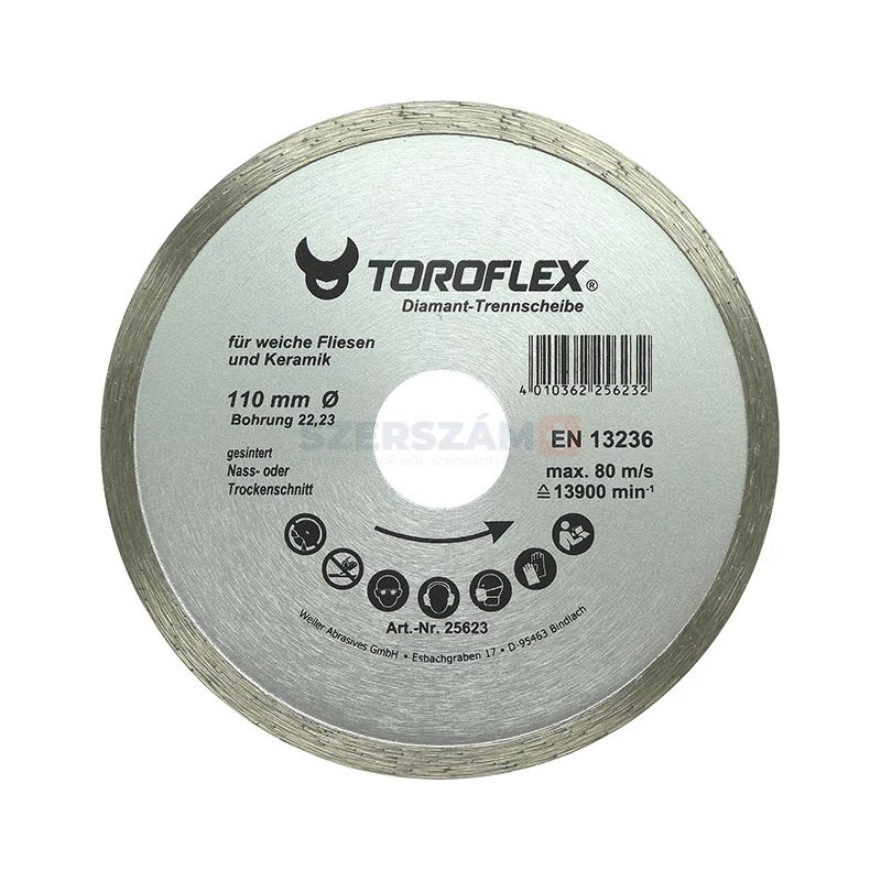 TOROFLEX BASIC csempe gyémánttárcsa 110x22,2/SH5,5