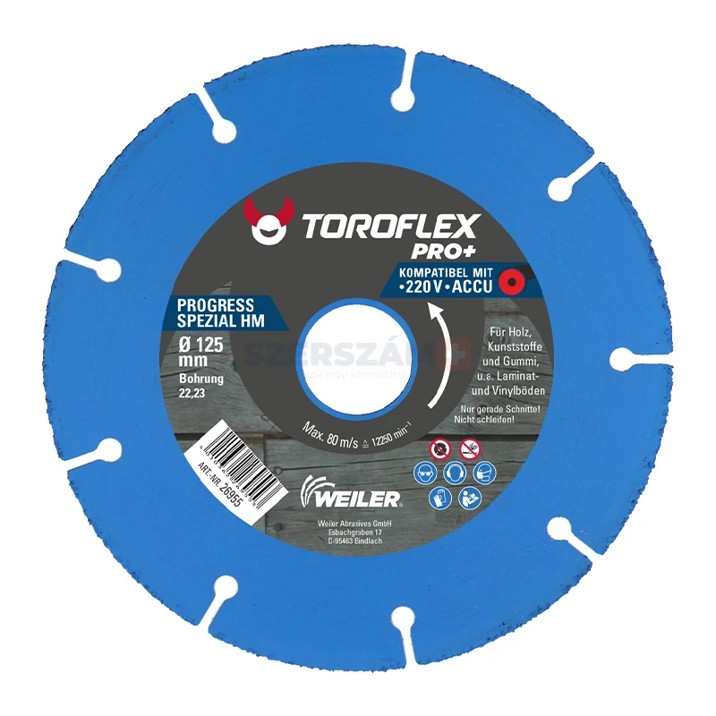 TOROFLEX PRO+ PROGRESS SPEZIAL HM keményfém szemcsés vágótárcsa 125x22,2