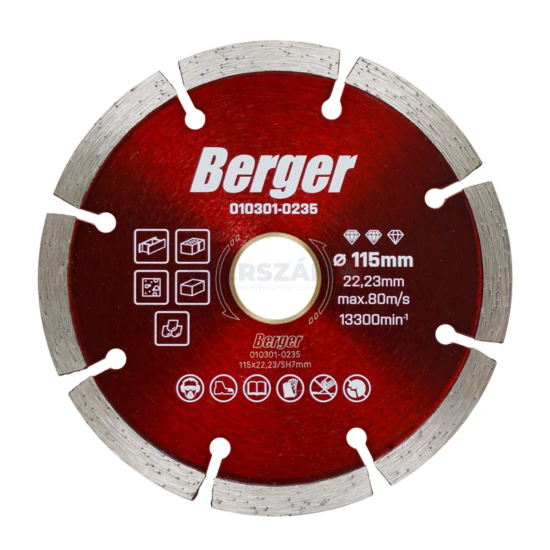 BERGER szegmentált gyémánttárcsa 115x22,23/SH7mm