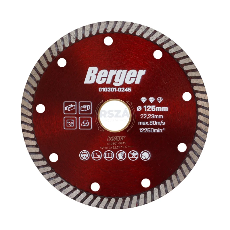 BERGER extra vékony turbo gyémánttárcsa 125x1,3x22,23/SH7mm