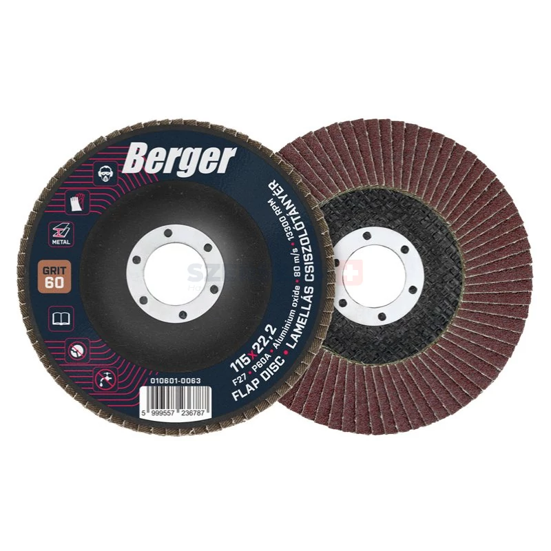 BERGER lamellás csiszolótányér F27 egyenes 115x22,2 P60A
