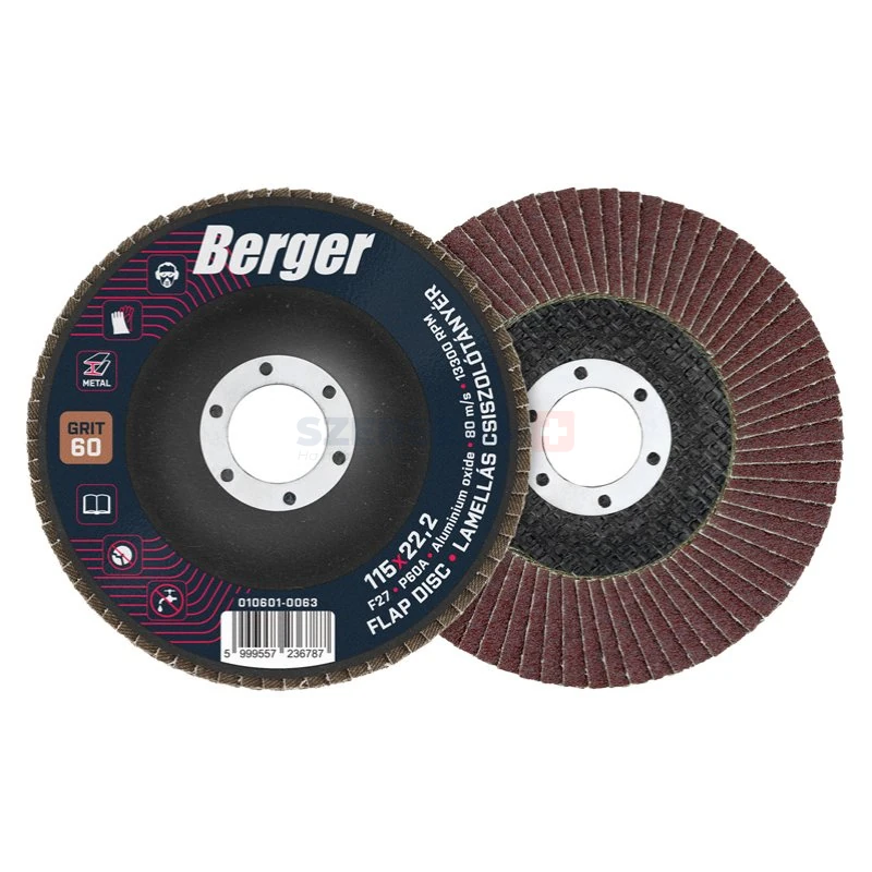 BERGER lamellás csiszolótányér F27 egyenes 115x22,2 P60A