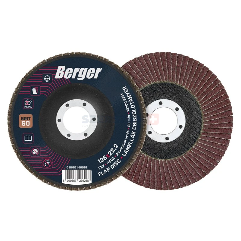 BERGER lamellás csiszolótányér F27 egyenes 125x22,2 P60A