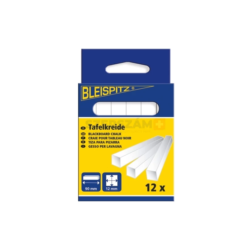 BLEISPITZ táblakréta négyszögletes fehér 12 db No.1126
