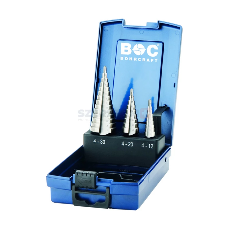 BOHRCRAFT lépcsős lemezfúró készlet HSS 3r. 4-30 STB3-K ABS-Box