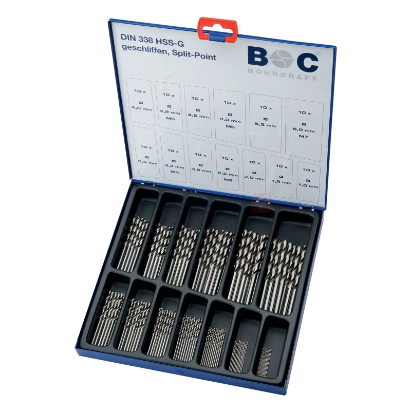 BOHRCRAFT csigafúró készlet HSS-G 130r. 1,0-6,0/0,5 +3,3 +4,2 MG130 Metal-Box