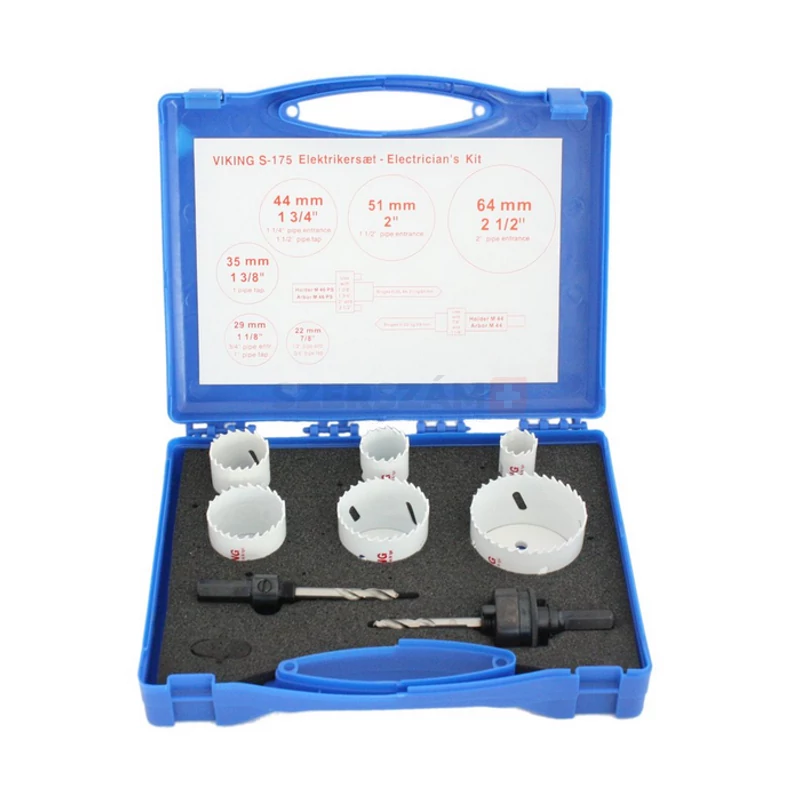 VIKING villamossági körkivágó készlet 8r. 22-64 S-175