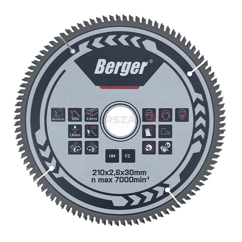 BERGER körfűrésztárcsa keményfém trapéz fogazattal HM 210x2,6x30mm Z100/FZ/TZ