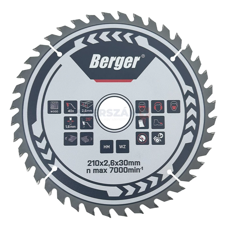 BERGER körfűrésztárcsa keményfém váltó fogazattal HM 250x2,8x30mm Z40/WZ