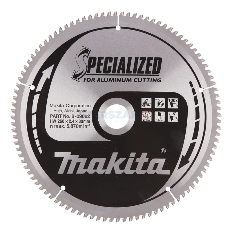 MAKITA körfűrészlap 260x30 Z100 ALU B-09662