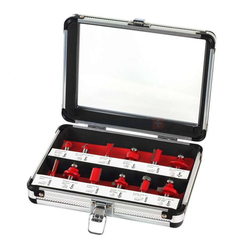BERGER felsőmaró készlet 8mm befogócsappal HM 12r. alu boxban