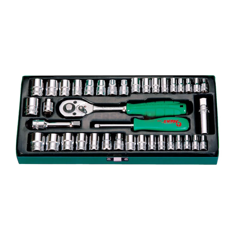 HANS 1/4"+3/8" vegyes dugókulcskészlet 40r. 4-19mm + 3/16"-3/4" 5640MA