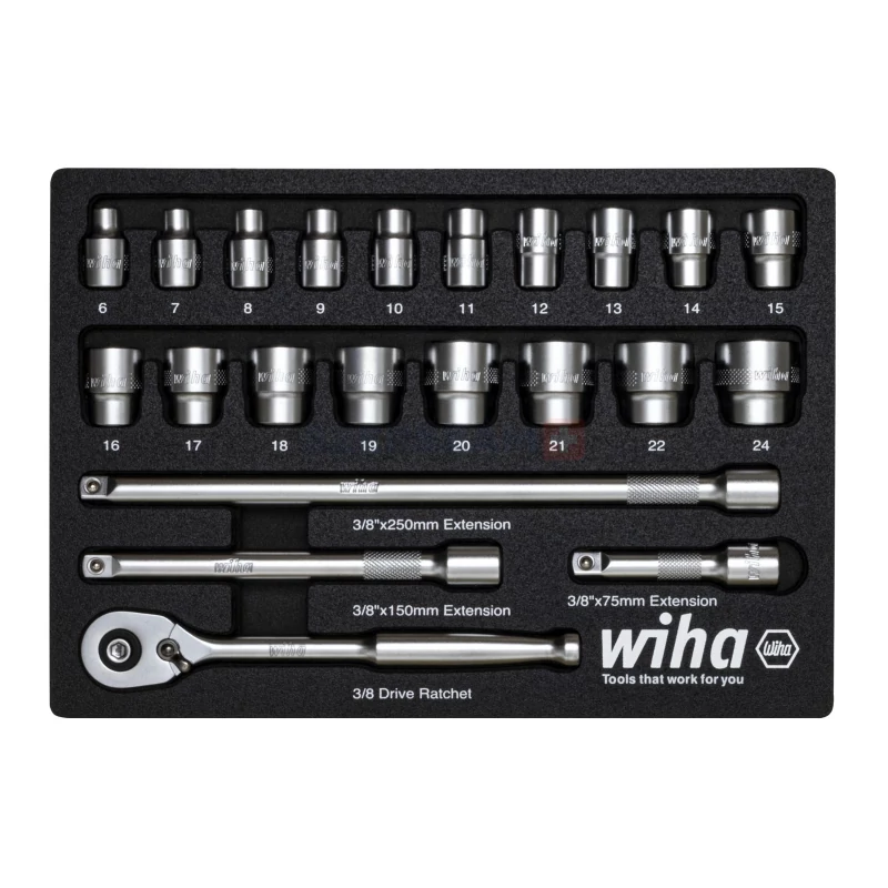 WIHA 3/8" dugókulcskészlet 22r. 6-24 mm fiókmodul 337-91/No.44708