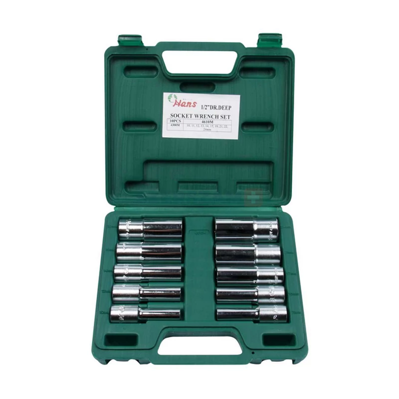 HANS 1/2" hosszú dugókulcsfej készlet 10r. 10-24x76mm CrV 4610MB