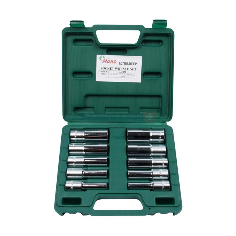 HANS 1/2" hosszú dugókulcsfej készlet 10r. 10-24x76mm CrV 4610MB