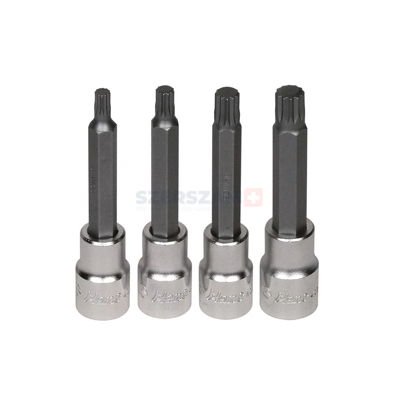 HANS 1/2" XZN-12Pt hosszú bit-dugókulcsfej készlet 4r. M6-M12 46028-4