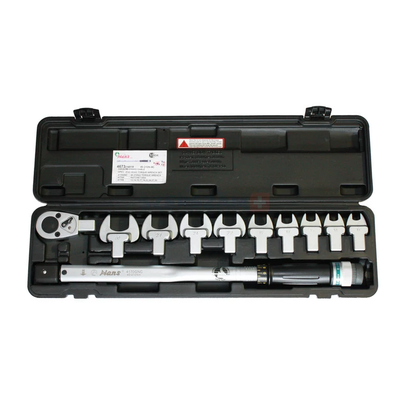 HANS nyomatékkulcs villáskulcs fejekkel készlet 1/2" 40-210Nm 11r. 4673