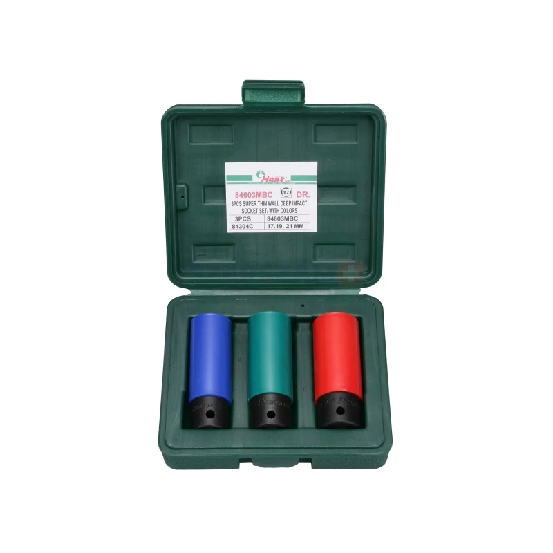 HANS 1/2" gépi hosszú kerék dugókulcsfej készlet 3r. 17; 19; 21mm CrMo 84603MBC
