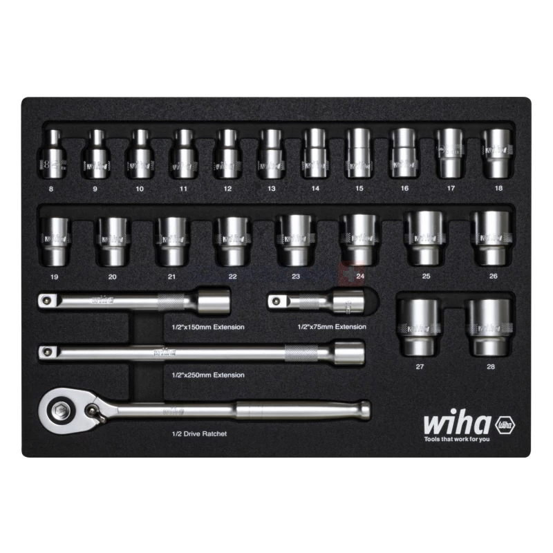 WIHA 1/2" dugókulcskészlet 25r. 8-28 mm fiókmodul 338-91/No.44740