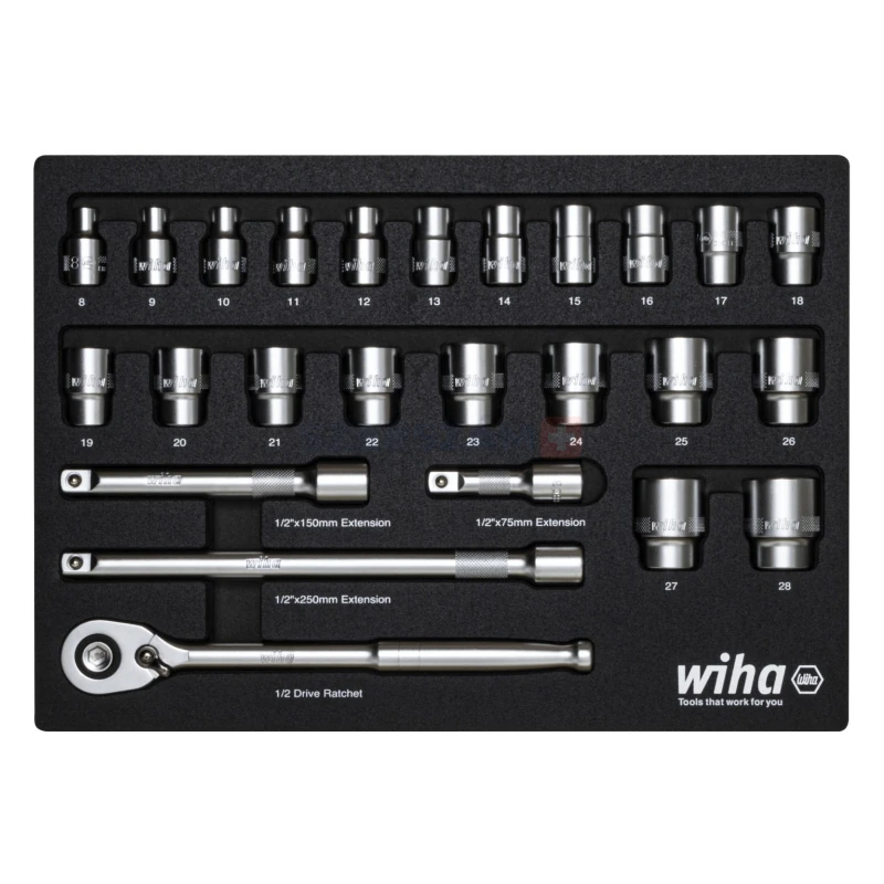 WIHA 1/2" dugókulcskészlet 25r. 8-28 mm fiókmodul 338-91/No.44740