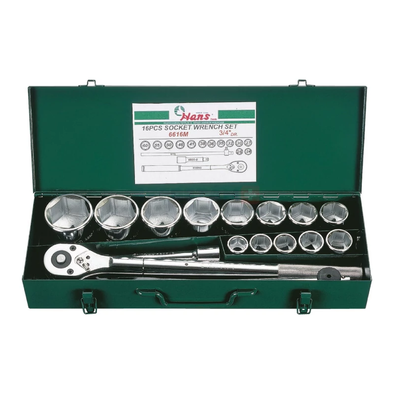 HANS 3/4" dugókulcskészlet 16r. 24-60mm 6616MZ