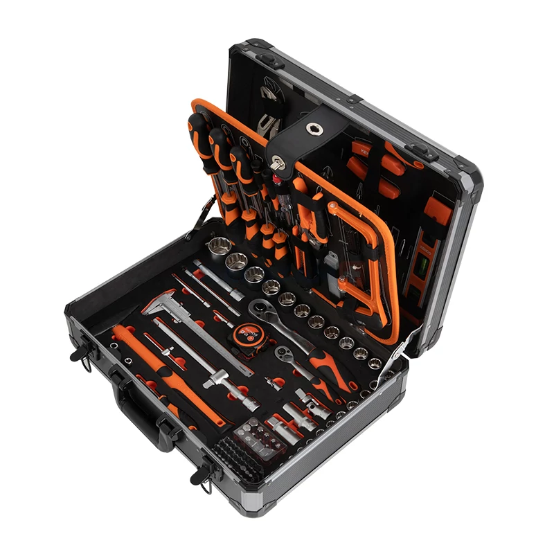 KENDO 1/4"+1/2" szerszámkészlet 161r. kerekes alu kofferben No.90703