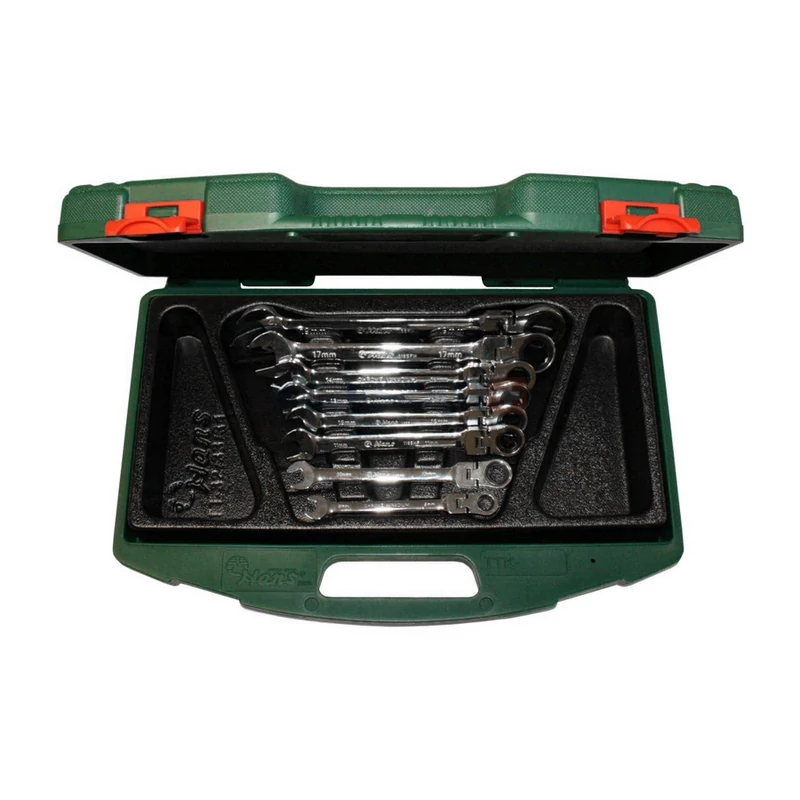 HANS racsnis csuklós csillag-villás kulcs készlet 8r. 8-19mm CrV TTK-33 kofferben